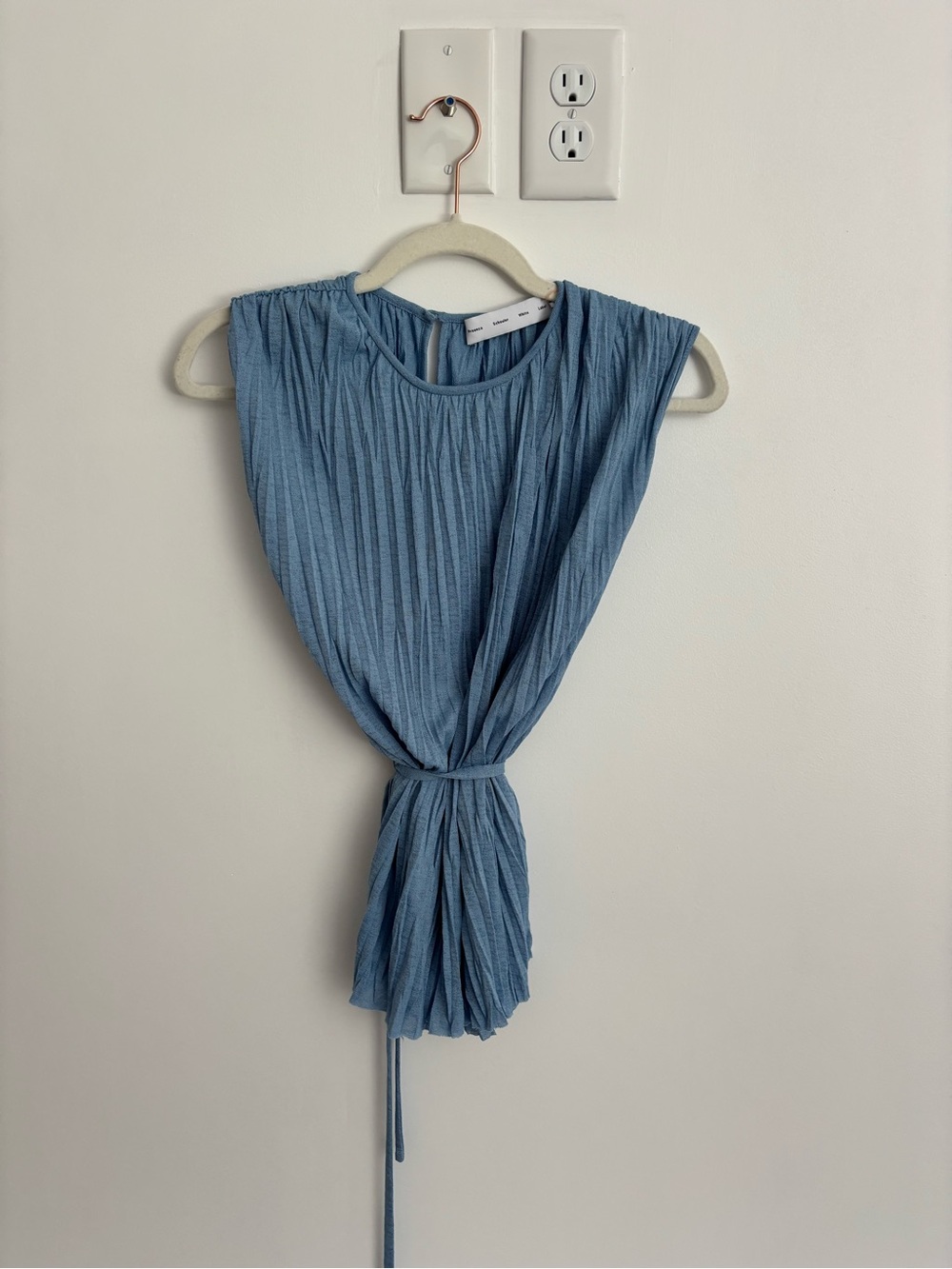 Proenza Schouler Light Blue Pleated Sleeveless Top - Picture 4 of 4